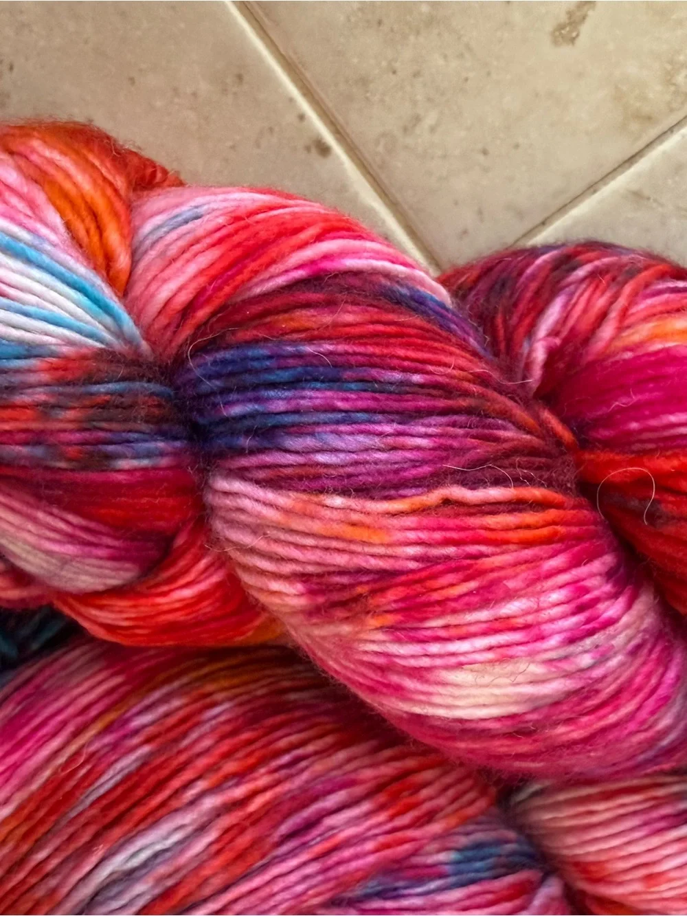 Cloudborn Fibers Superwash Merino Fingering Yarn - Multicolor Pink/Blue/Orange